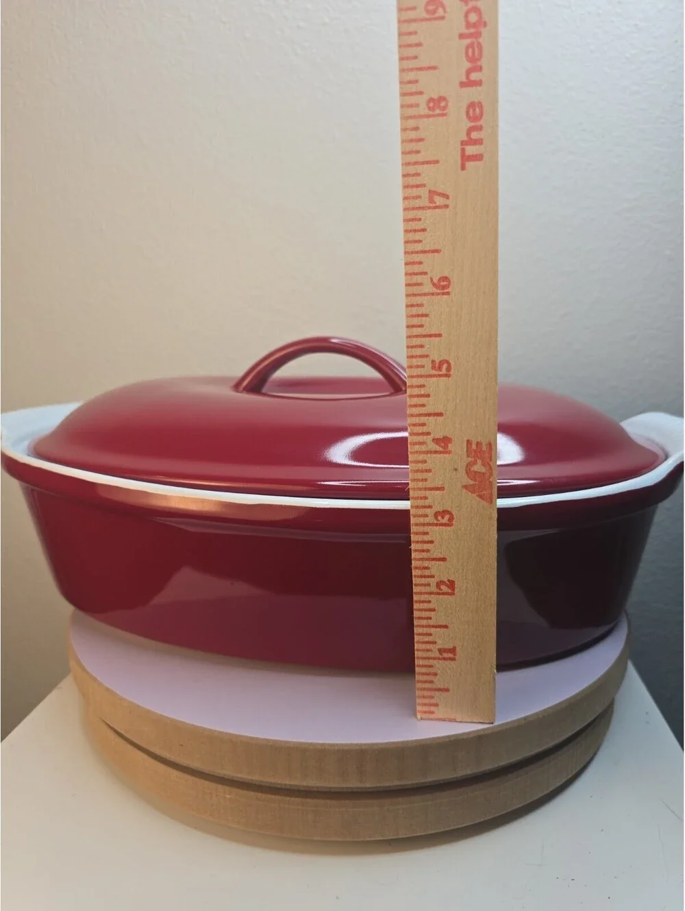 Hell's Kitchen Stoneware Casserole Dish Red White 3.5qt